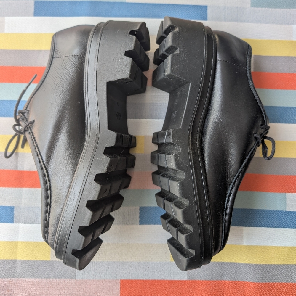 Zara Black Leather Chunky Sole Shoes.  Size 38.  Like New.